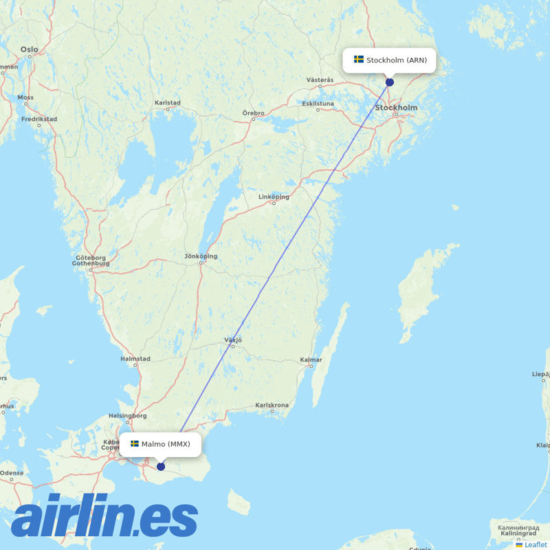Scandinavian Airlines from Sturup destination map