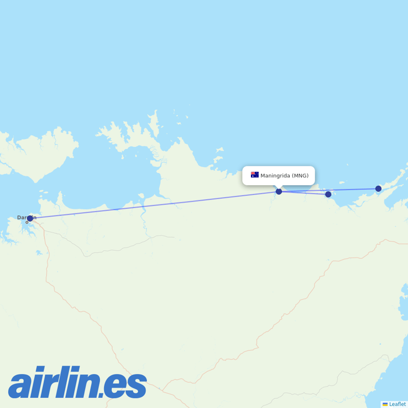 Airnorth from Maningrioa destination map