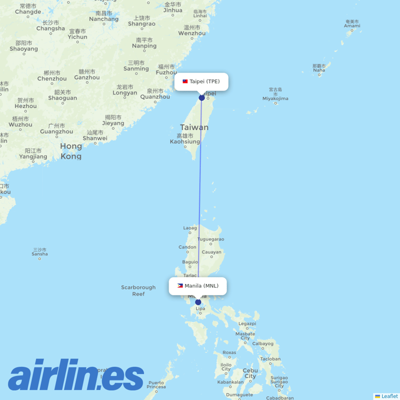 EVA Air from Ninoy Aquino International destination map