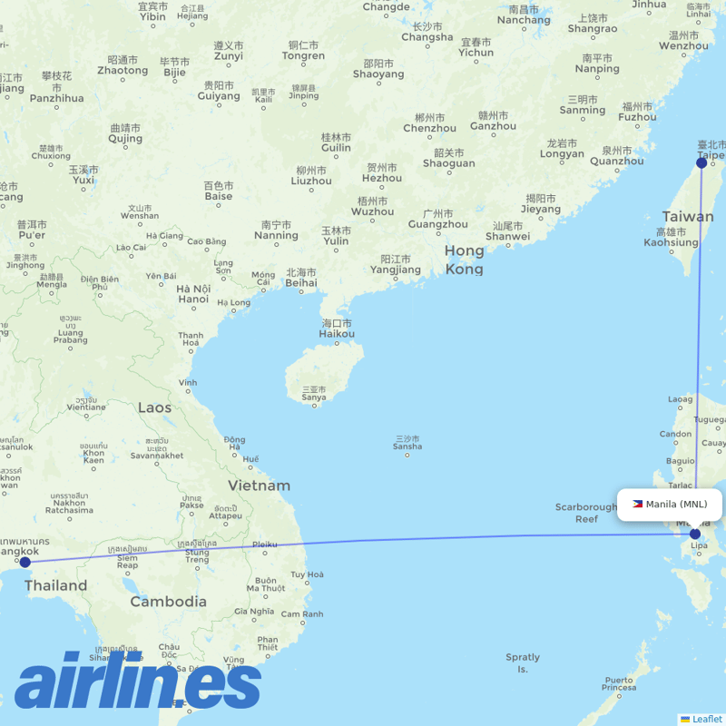 KLM from Ninoy Aquino International destination map