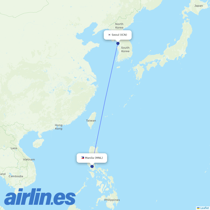 Asiana Airlines from Ninoy Aquino International destination map