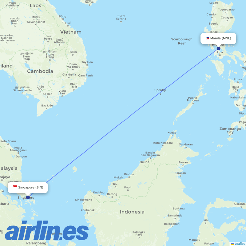 Singapore Airlines from Ninoy Aquino International destination map