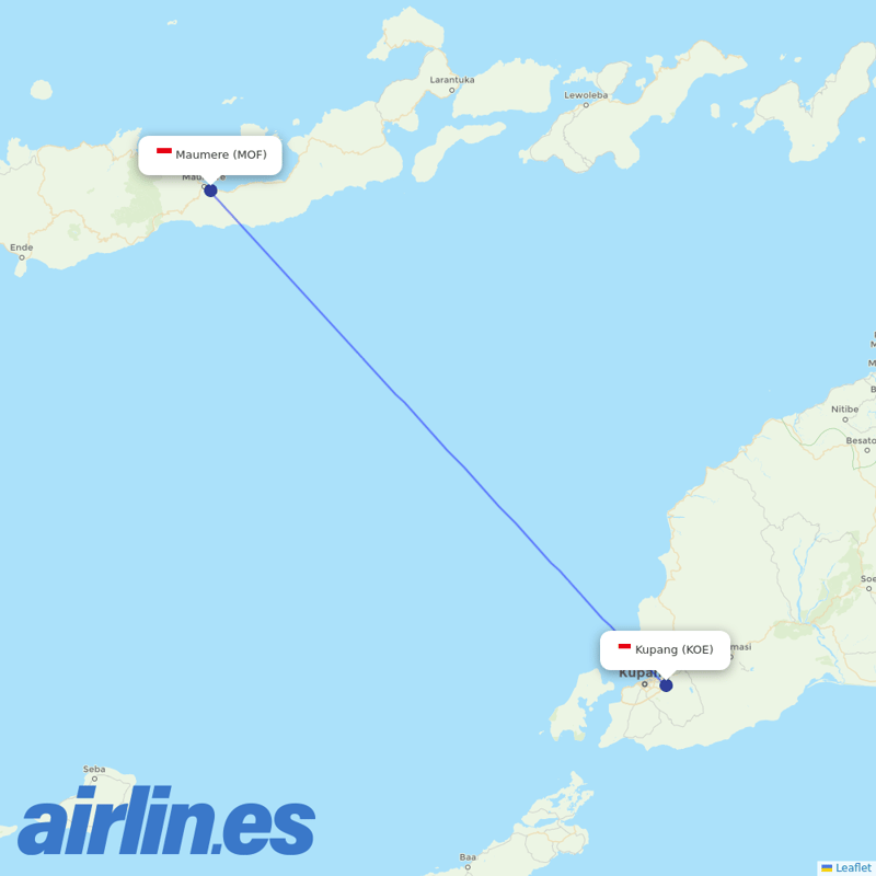 Nam Air from Wai Oti destination map