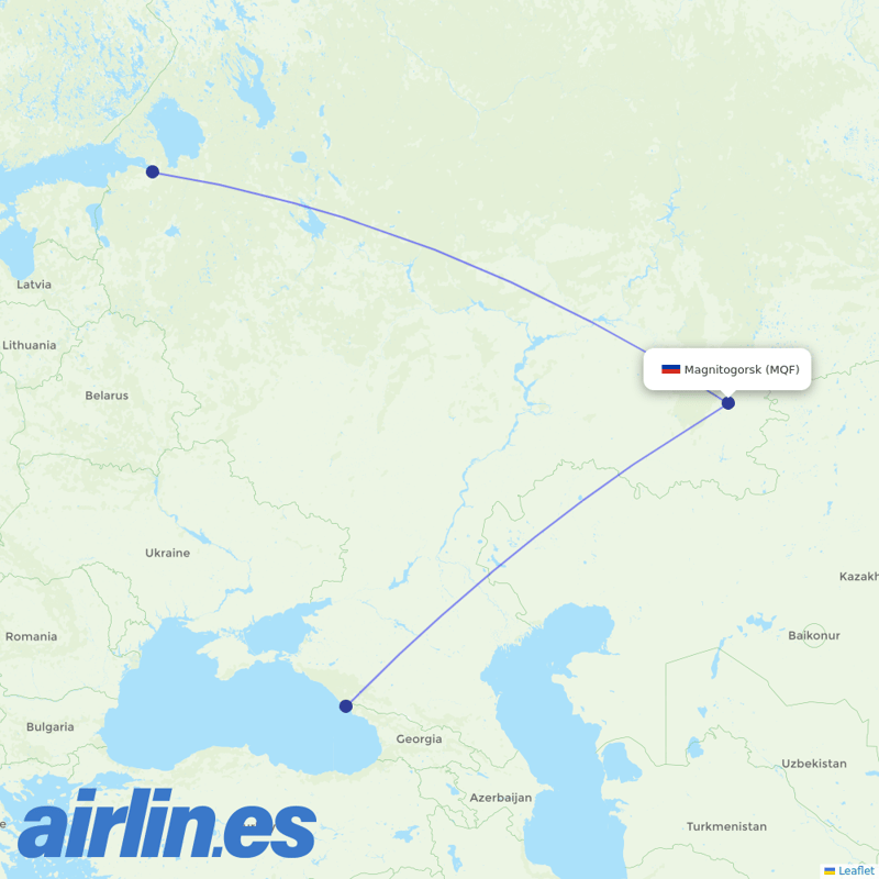 Nordwind Airlines from Magnitogorsk Airport destination map