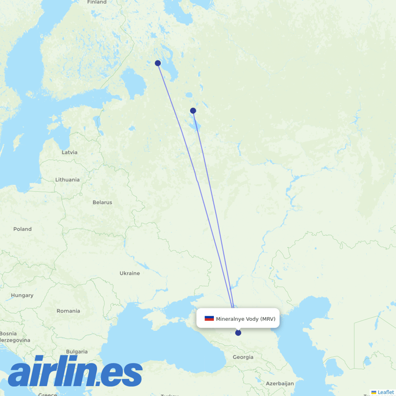 Severstal Aircompany from Mineralnye Vody Airport destination map