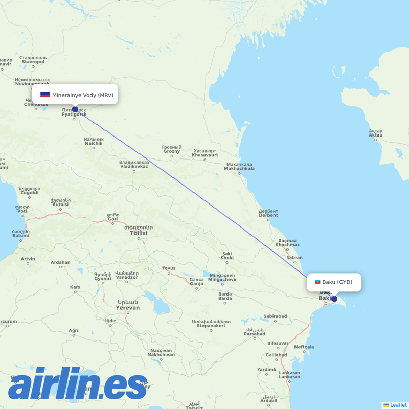 AZAL Azerbaijan Airlines from Mineralnye Vody Airport destination map