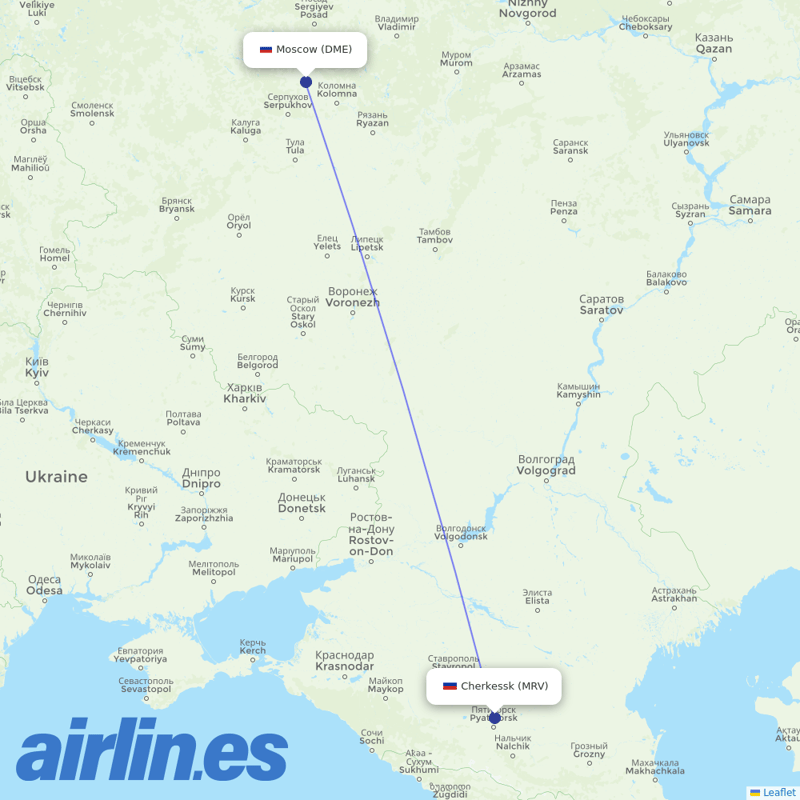 NordStar Airlines from Mineralnye Vody Airport destination map