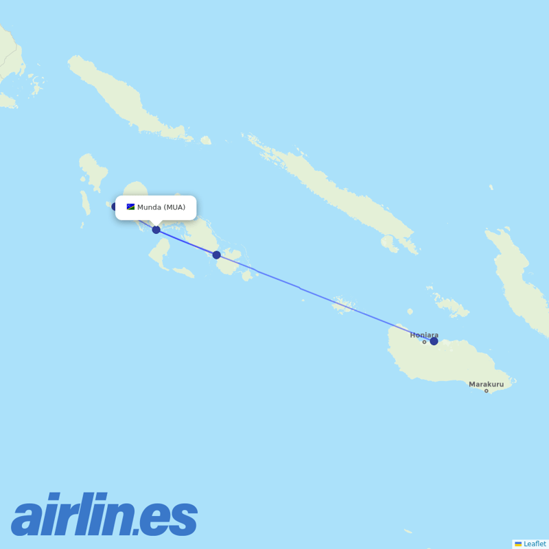 Solomon Airlines from Munda destination map