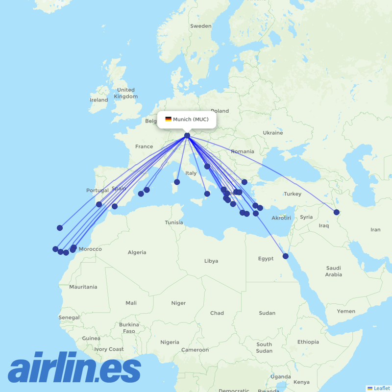 Condor from Munich Airport destination map