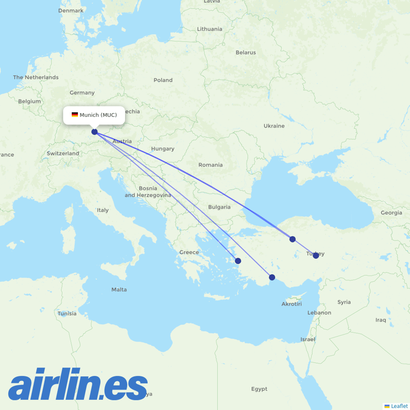 SunExpress from Munich Airport destination map