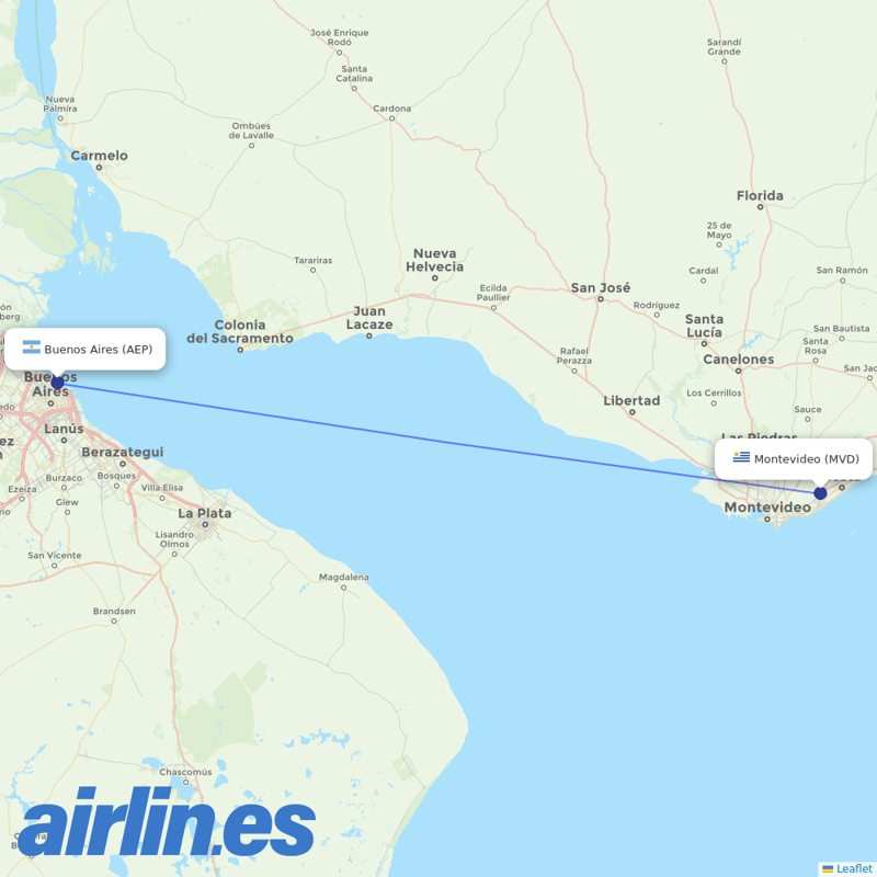 Aerolineas Argentinas from Carrasco International destination map
