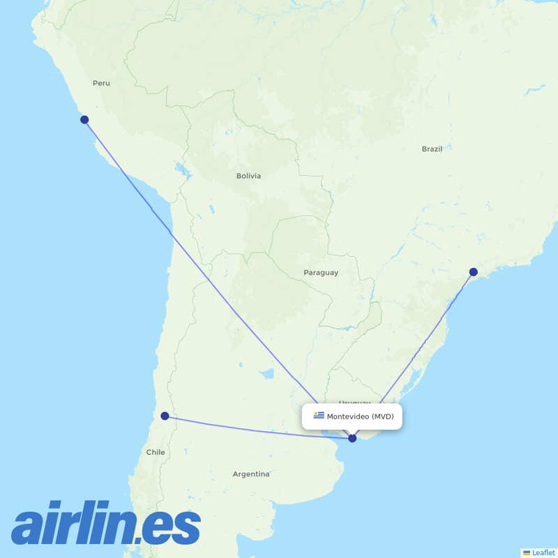 LATAM Airlines from Carrasco International destination map