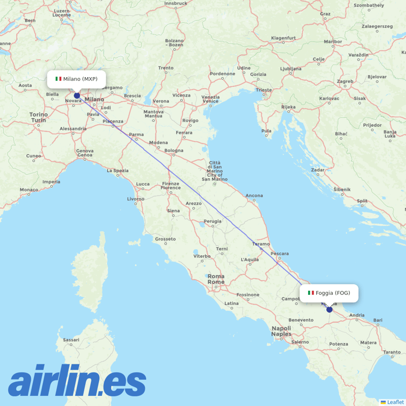 Bristow from Milan Malpensa Airport destination map