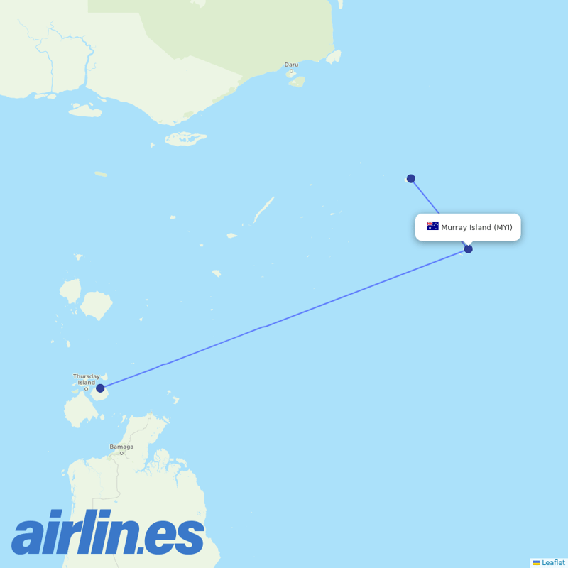 Skytrans Airlines from Murray Island Airport destination map