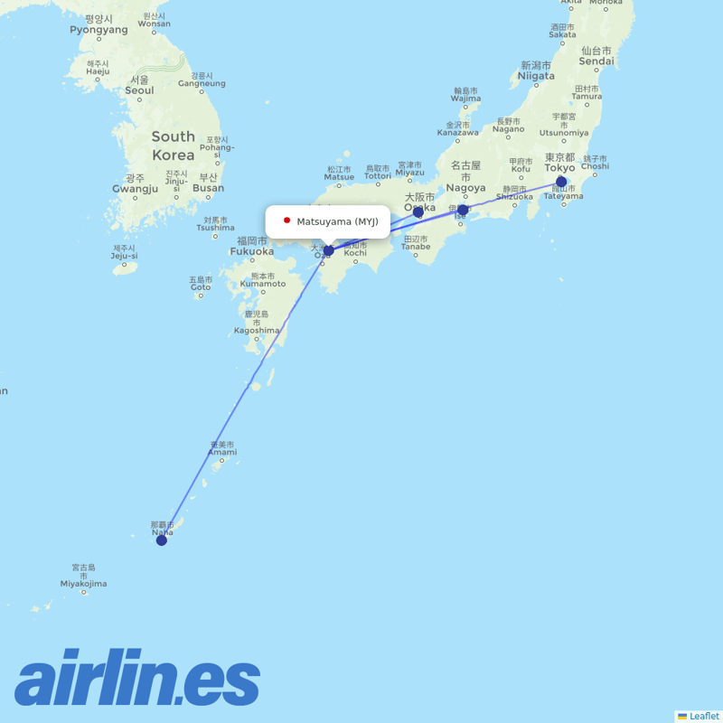 ANA from Matsuyama destination map
