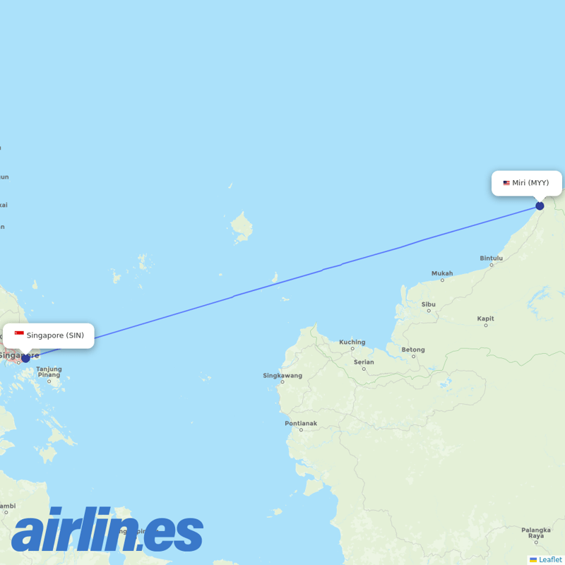 Scoot from Miri Airport destination map