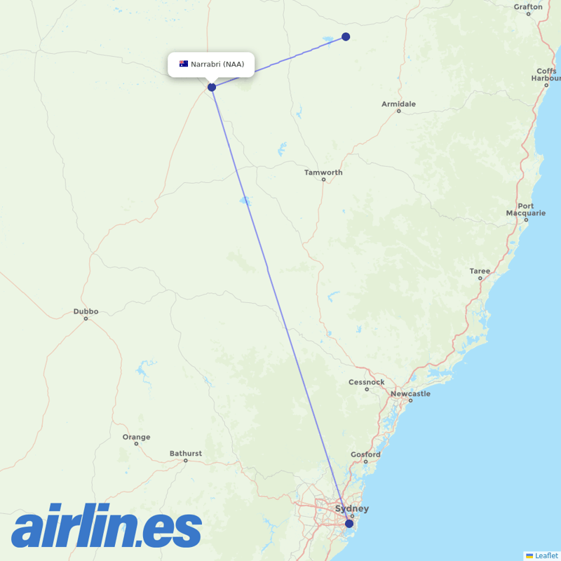Link Airways from Narrabri destination map
