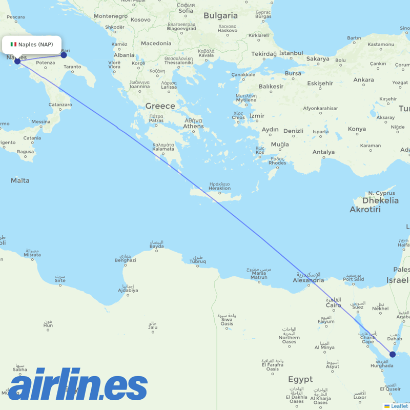 Neos from Naples International Airport destination map