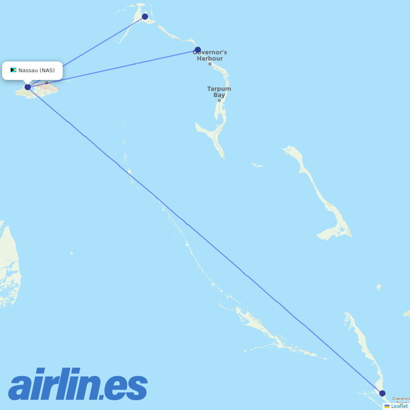 Southern Air Charter from Nassau International destination map