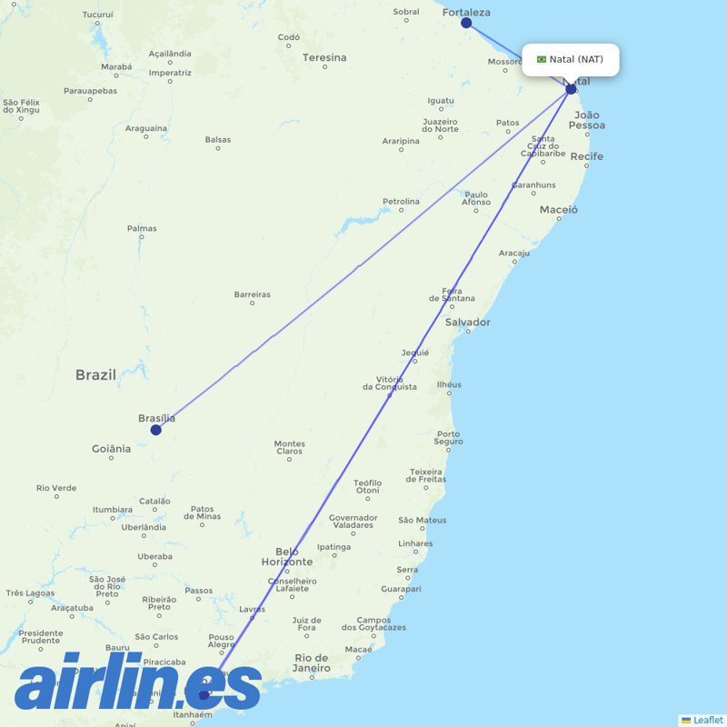 LATAM Airlines from Augusto Severo destination map