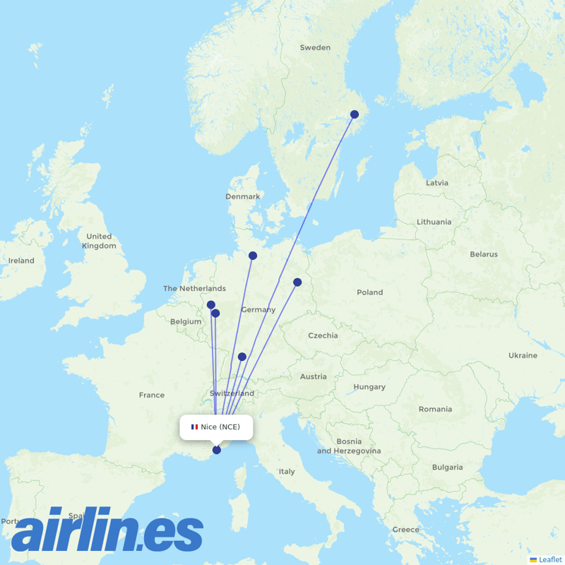 Eurowings from Cote D Azur Airport destination map