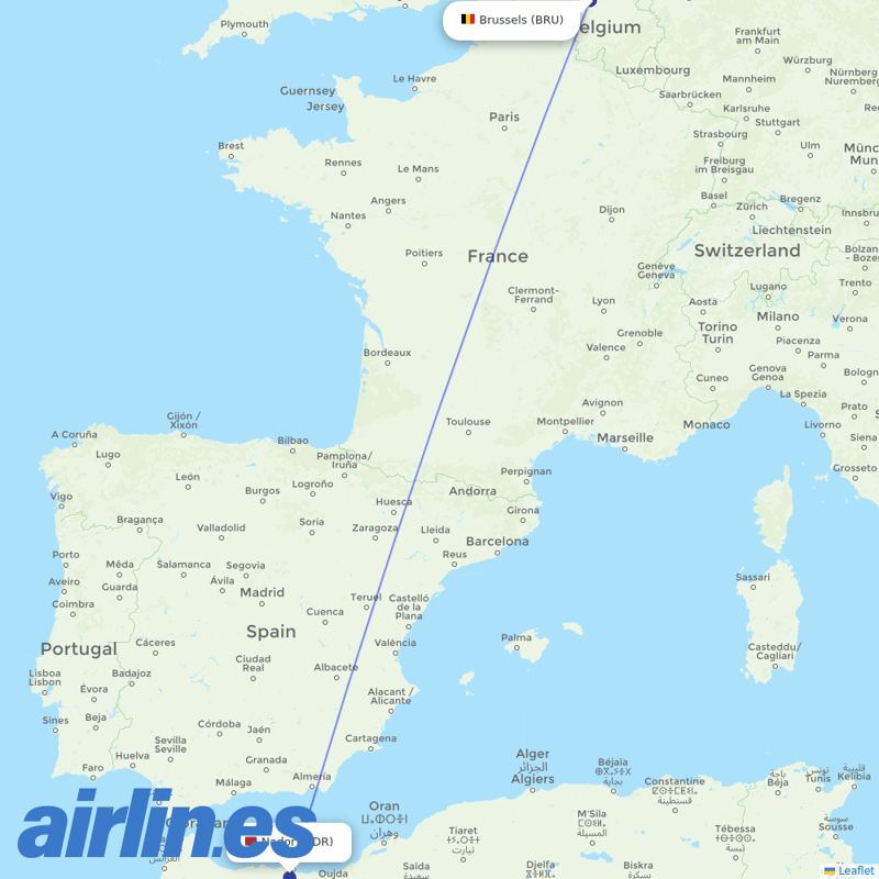 Brussels Airlines from Nadar destination map