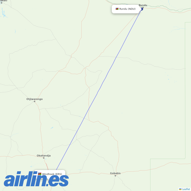 Westair Aviation from Rundu destination map