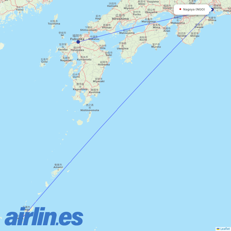 Jetstar Japan from Nagoya destination map
