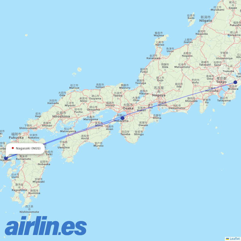 Peach Aviation from Nagasaki destination map