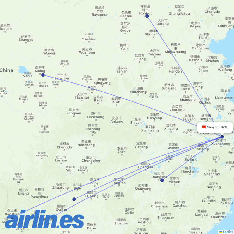 HongTu Airlines from Lu Kou Airport destination map