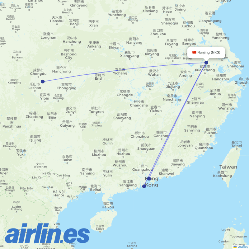 Donghai Airlines from Lu Kou Airport destination map