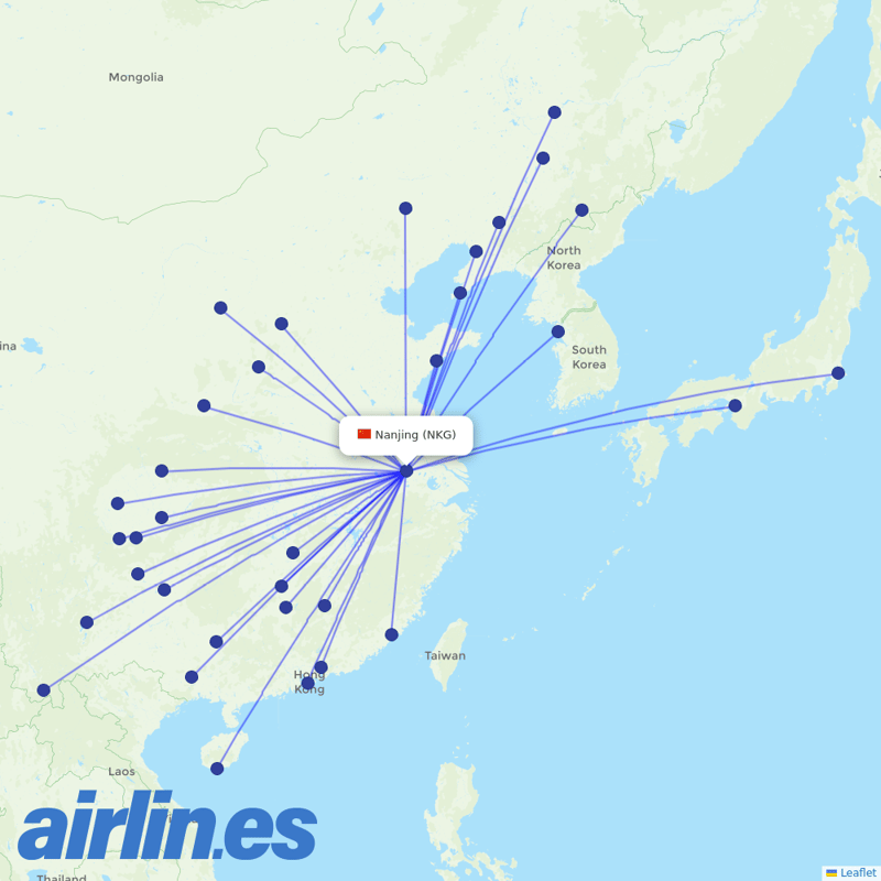 Juneyao Airlines from Lu Kou Airport destination map