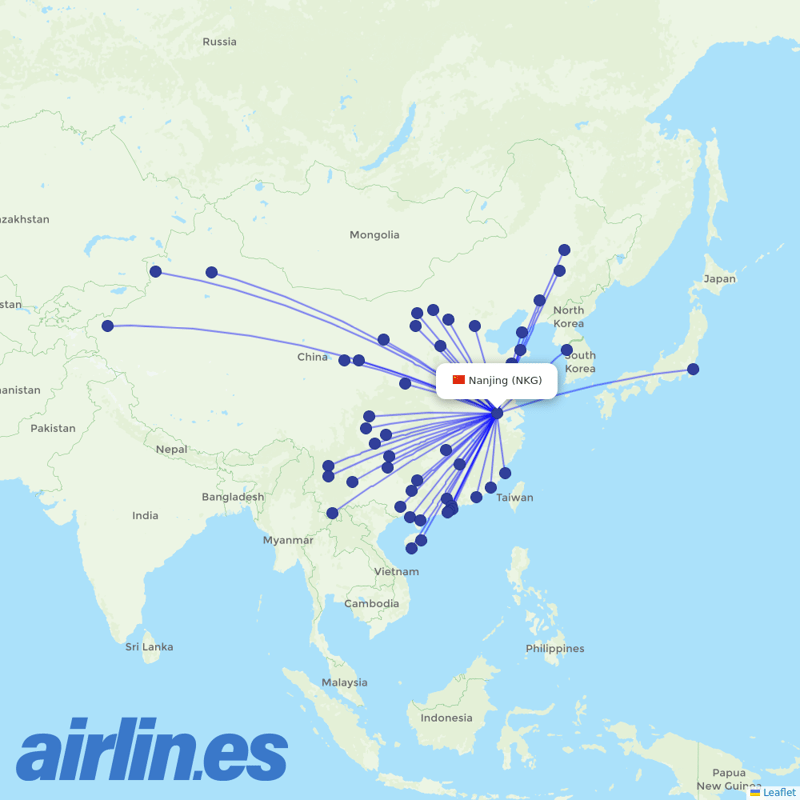 China Eastern Airlines from Lu Kou Airport destination map