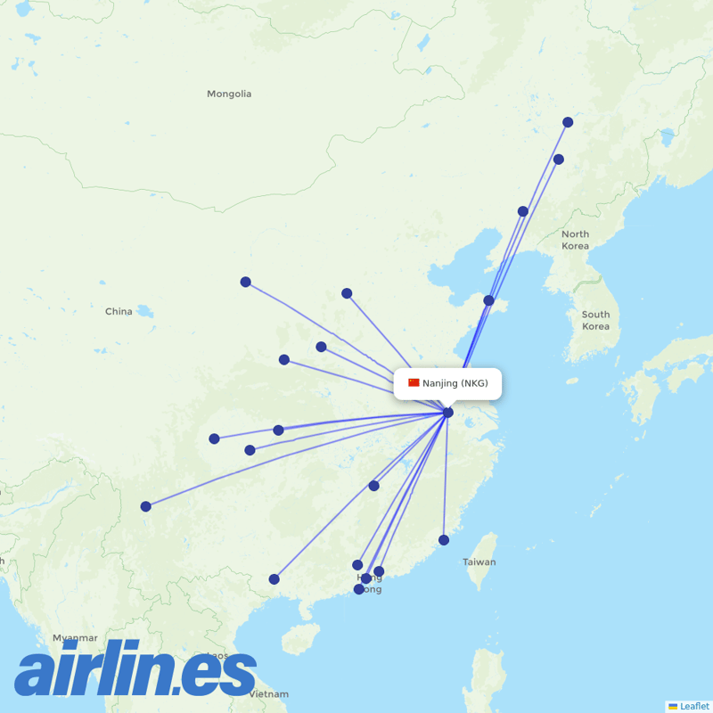 Shenzhen Airlines from Lu Kou Airport destination map