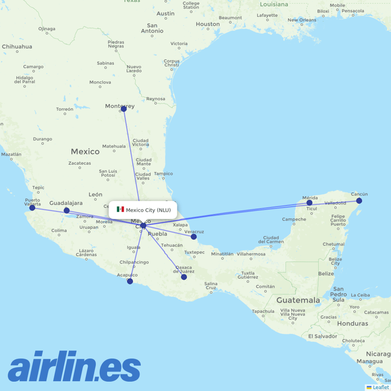 Aeromexico from Felipe Angeles International Airport destination map