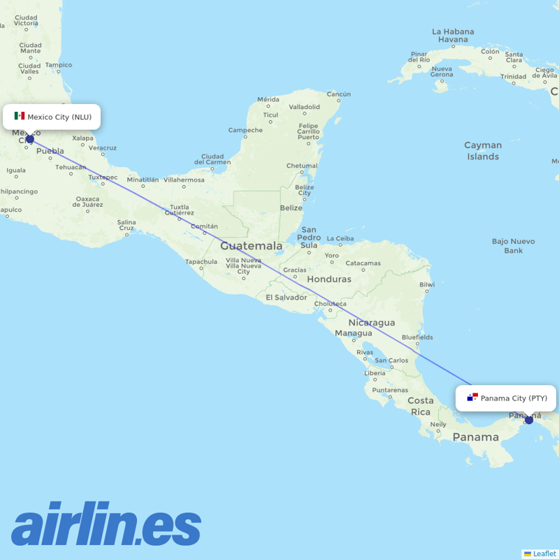 Copa Airlines from Felipe Angeles International Airport destination map