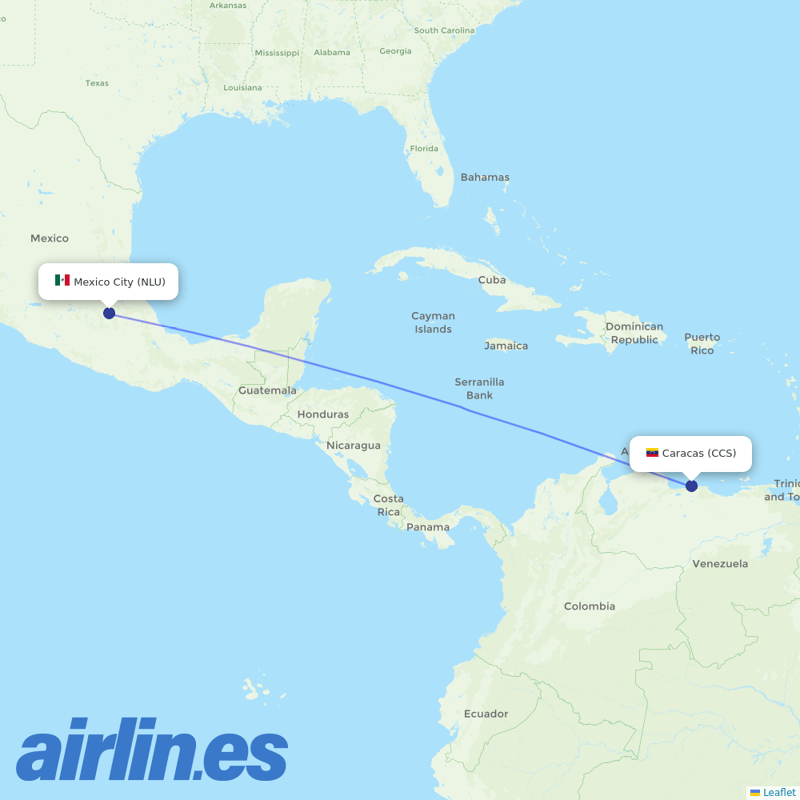 Conviasa from Felipe Angeles International Airport destination map
