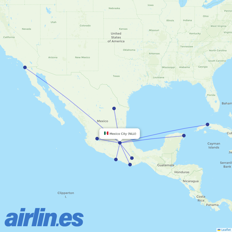 VivaAerobus from Felipe Angeles International Airport destination map