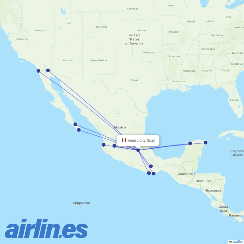 Volaris from Felipe Angeles International Airport destination map