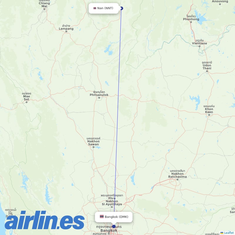 Nok Air from Nan destination map