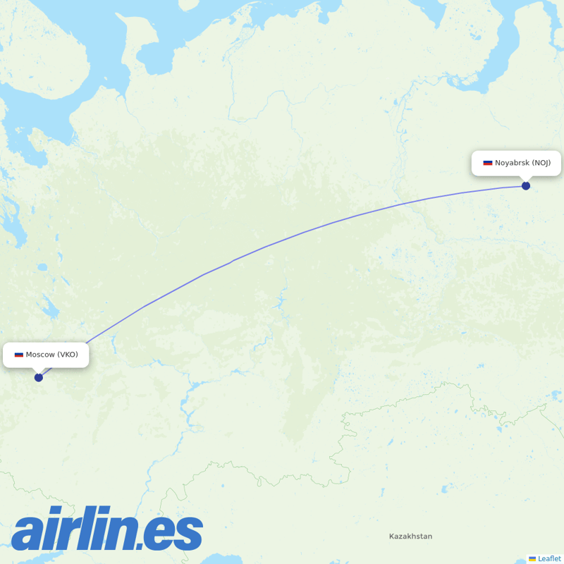 UTair from Noyabrsk destination map