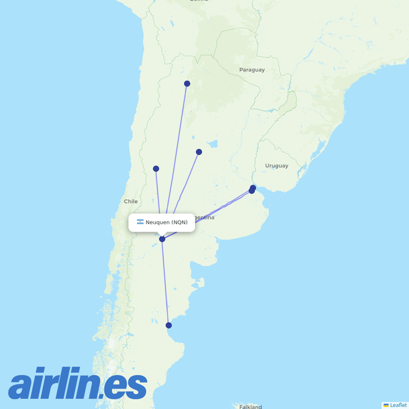 Aerolineas Argentinas from Presidente Peron destination map