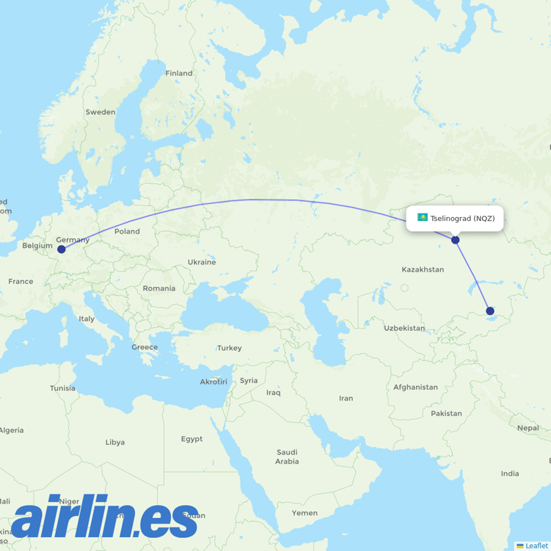 Lufthansa from Nursultan Nazarbayev destination map