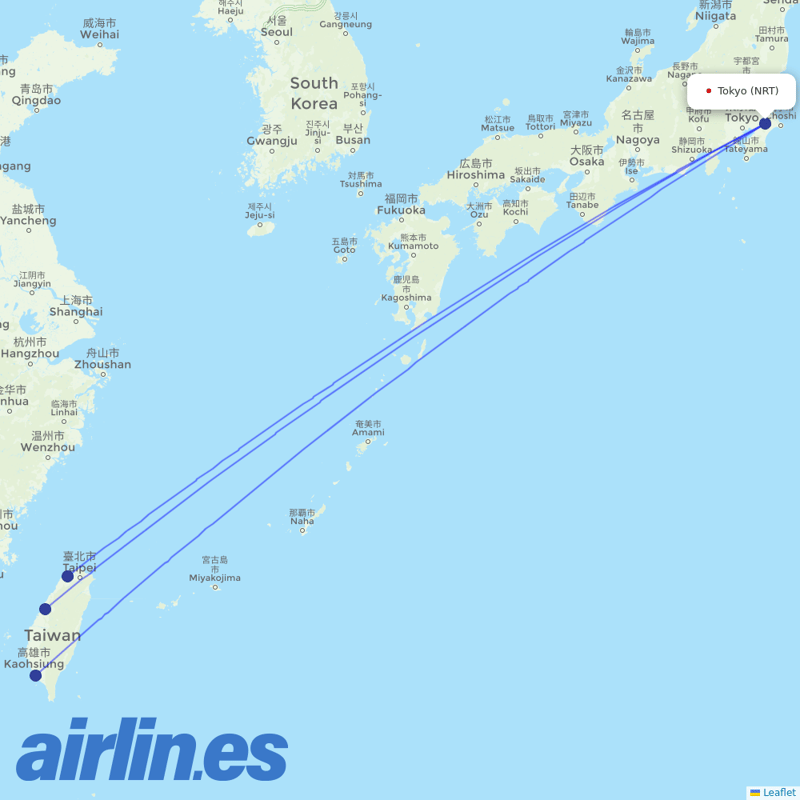 China Airlines from Narita International Airport destination map