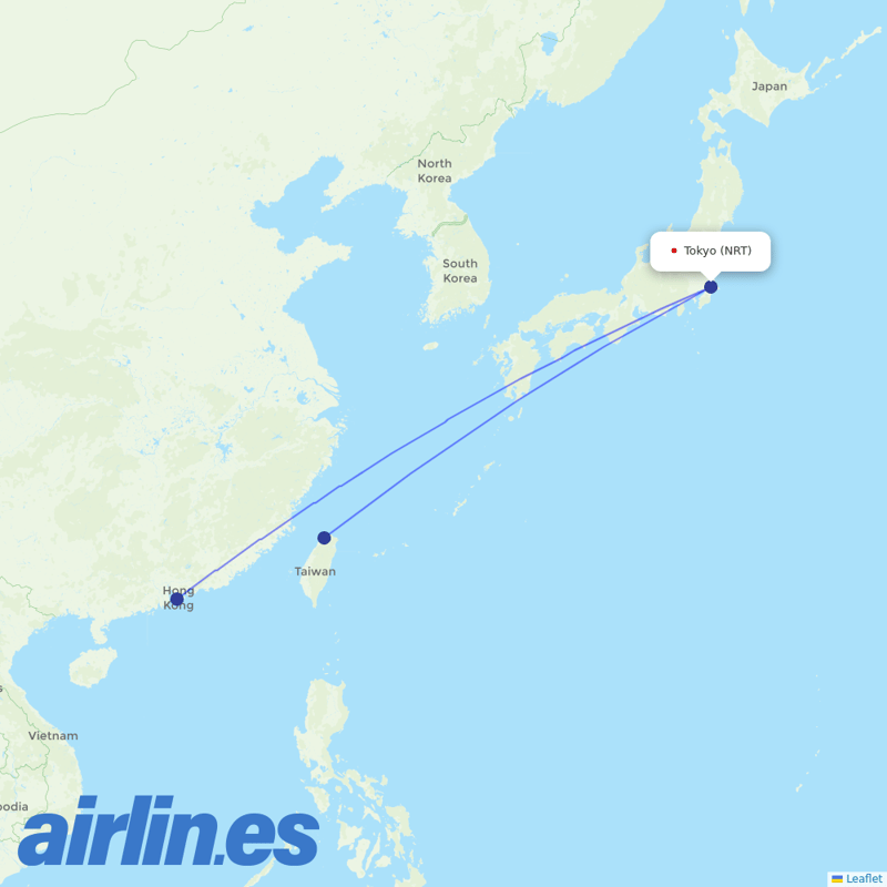 Cathay Pacific from Narita International Airport destination map