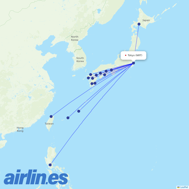 Jetstar Japan from Narita International Airport destination map