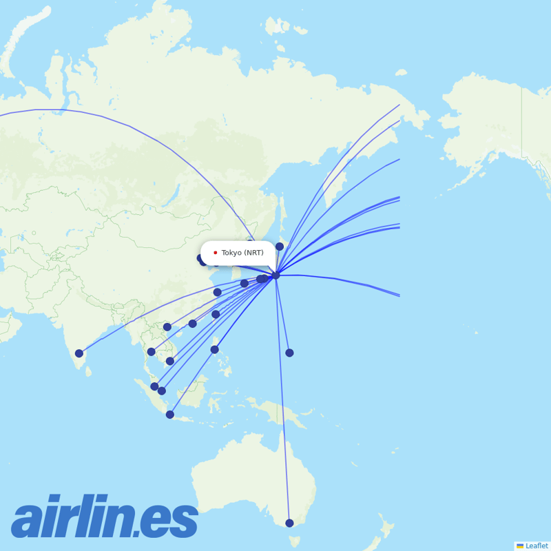 JAL from Narita International Airport destination map