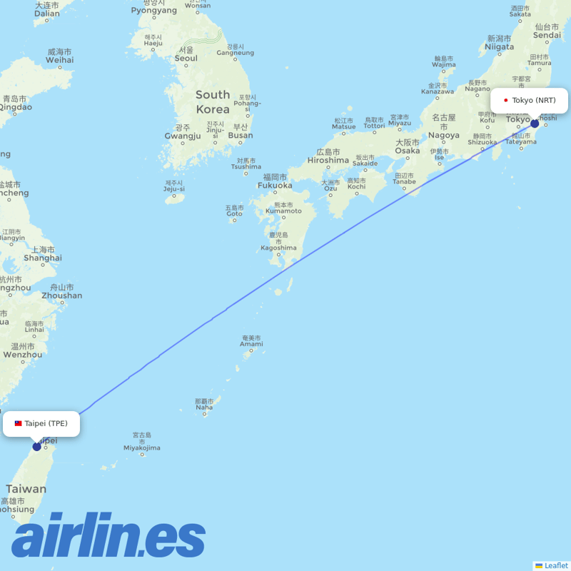 Starlux Airlines from Narita International Airport destination map
