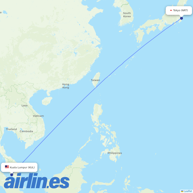 Batik Air Malaysia from Narita International Airport destination map
