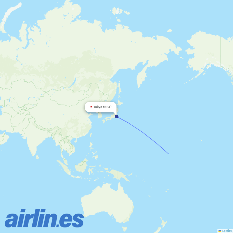 Air Tahiti Nui from Narita International Airport destination map